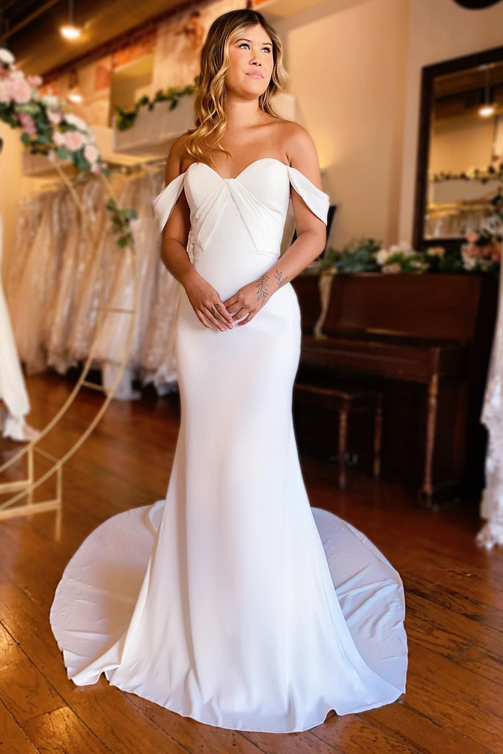 Naya | Simple White Mermaid Boho Wedding Dress
