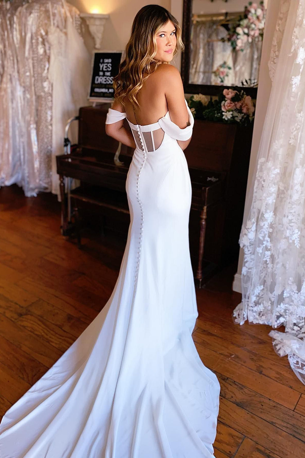 Naya | Simple White Mermaid Boho Wedding Dress