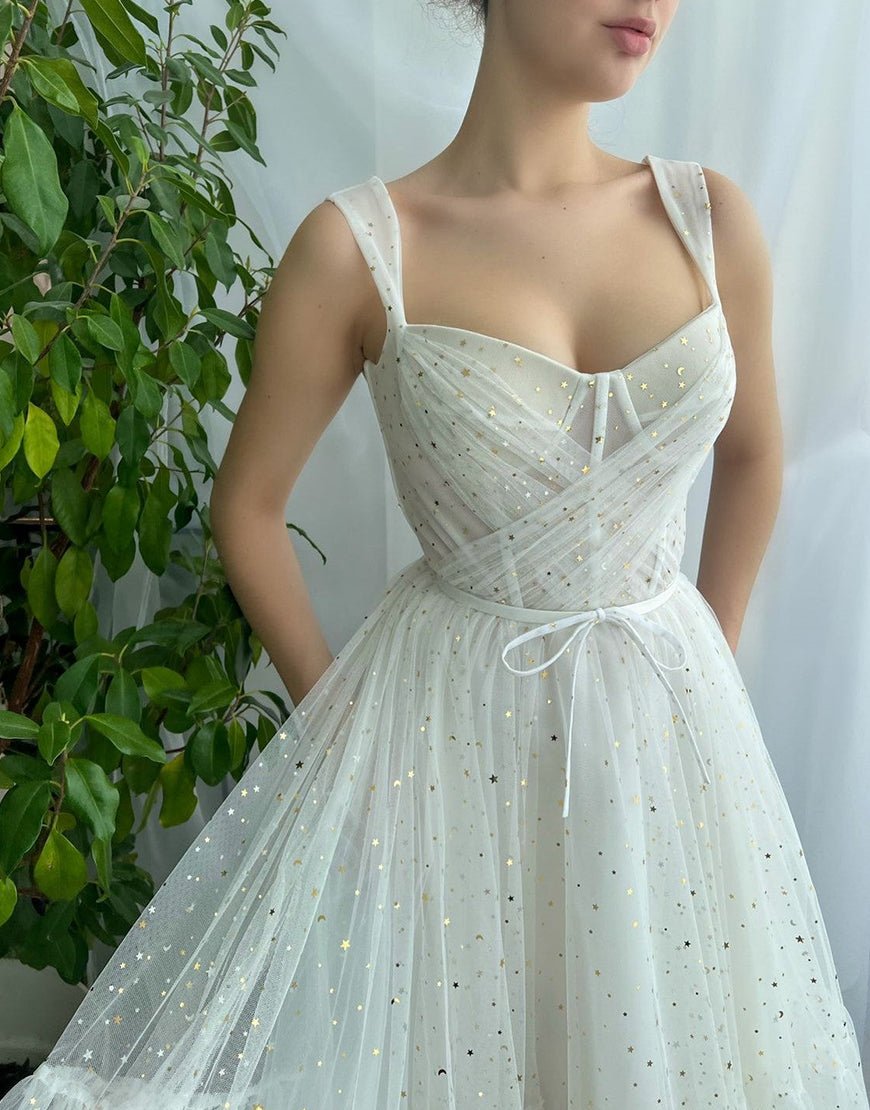 Amie | Straps Short Tulle White Homecoming Dress - KissProm