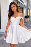 Suri |A-Line Satin Off-Shoulder Homecoming Dress
