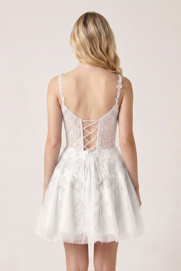Mint A Line Sweetheart Appliques Corset Homecoming Dresses