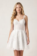 Mint A Line Sweetheart Appliques Corset Homecoming Dresses