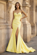 Bow Sweetheart Light Blue Mermaid Long Prom Dress - KISSPROM PROM DRESSES