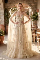 A-line 3D Flower Colorful V Neck Tulle Forest Wedding Dresses – Wedding Dresses by KissProm | Available at KissProm