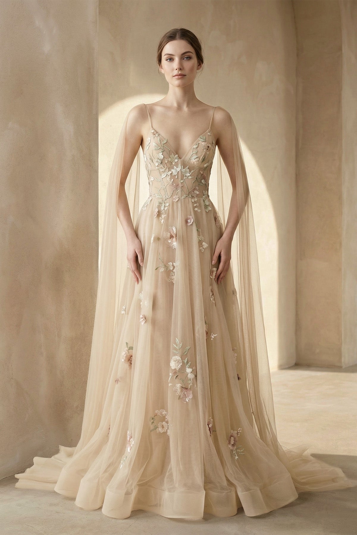 beige dress wedding Romantic Beige Organza Regency Ball Gown - Bridgerton Regency Dress Wedding
