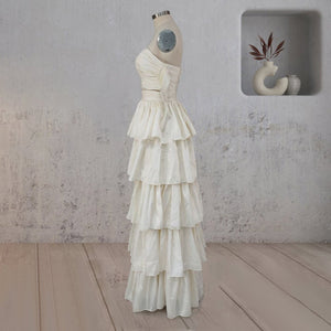 A-Line Beige Multi-Tiered Ruffles Wedding Dresses – Wedding Dresses by KissProm | Available at KissProm