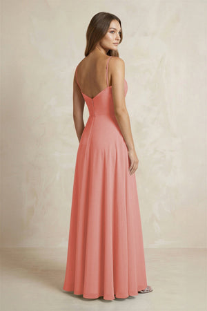 A - Line Cami Strap Chiffon Bridesmaid Dress With Slit in Mulberry - KissProm Bridesmaid Dresses