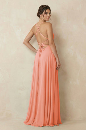 A - Line Chiffon Bridesmaid Dress With Slit in Rosette - KissProm Bridesmaid Dresses