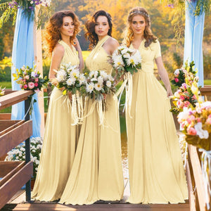 A-Line Chiffon Convertible Sky Blue Bridesmaid Dress