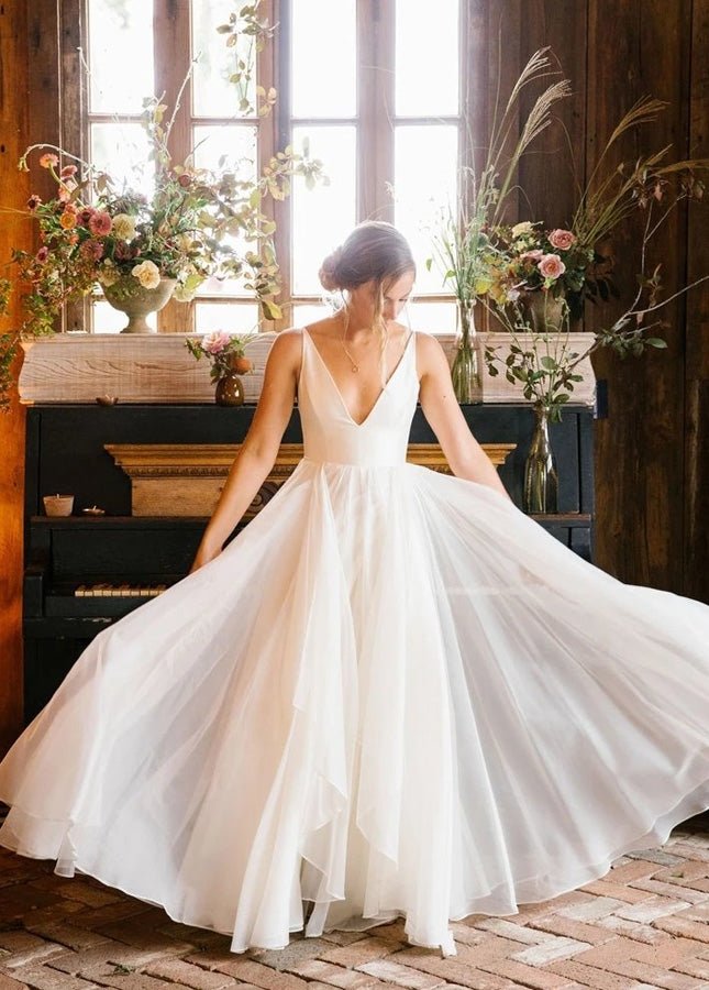 chiffon deep v neck dress Plus Size Deep V-Neck Chiffon Wedding Guest Dress