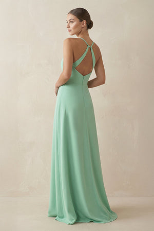 A - Line Chiffon Long Bridesmaid Dress With Slit - KissProm Bridesmaid Dresses