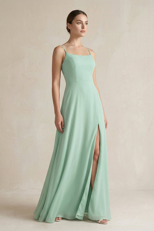 A - Line Chiffon Spaghetti Strap Bridesmaid Dress - KissProm Bridesmaid Dresses