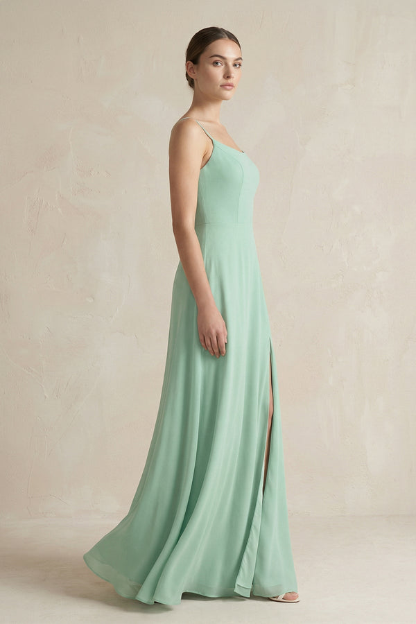A - Line Chiffon Spaghetti Strap Bridesmaid Dress - KissProm Bridesmaid Dresses