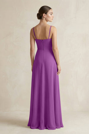 A - Line Chiffon Spaghetti Strap Bridesmaid Dress in Amethyst - KissProm Bridesmaid Dresses