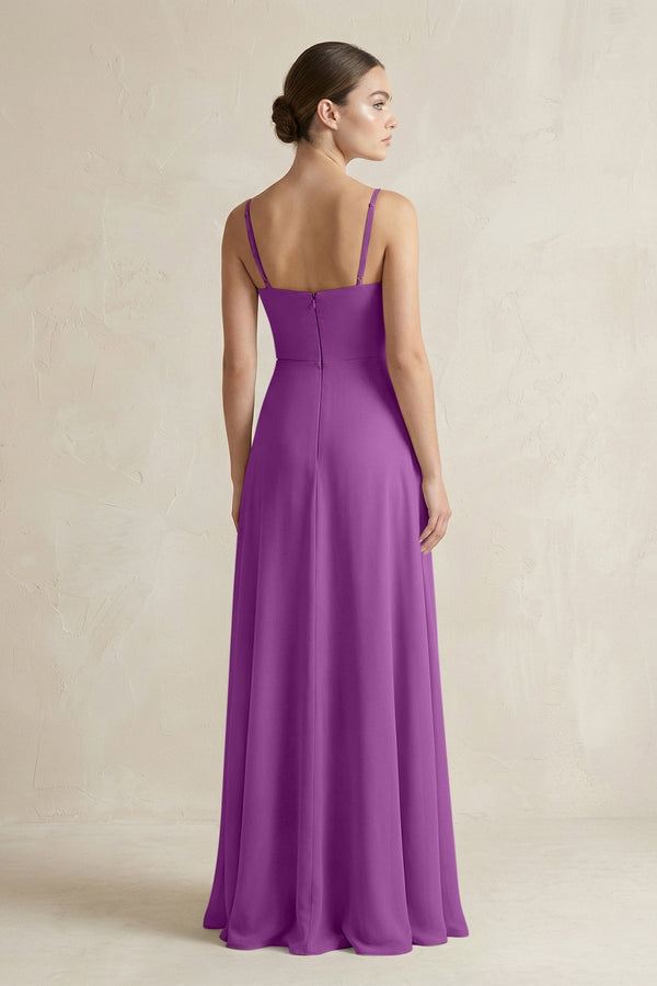 A - Line Chiffon Spaghetti Strap Bridesmaid Dress in Amethyst - KissProm Bridesmaid Dresses