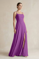 A - Line Chiffon Spaghetti Strap Bridesmaid Dress in Amethyst - KissProm Bridesmaid Dresses