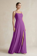 A - Line Chiffon Spaghetti Strap Bridesmaid Dress in Amethyst - KissProm Bridesmaid Dresses