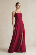 A - Line Chiffon Spaghetti Strap Bridesmaid Dress in Berry - KissProm Bridesmaid Dresses