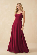 A-Line Chiffon Spaghetti Strap Bridesmaid Dress in Berry - KissProm BRIDESMAID DRESSES