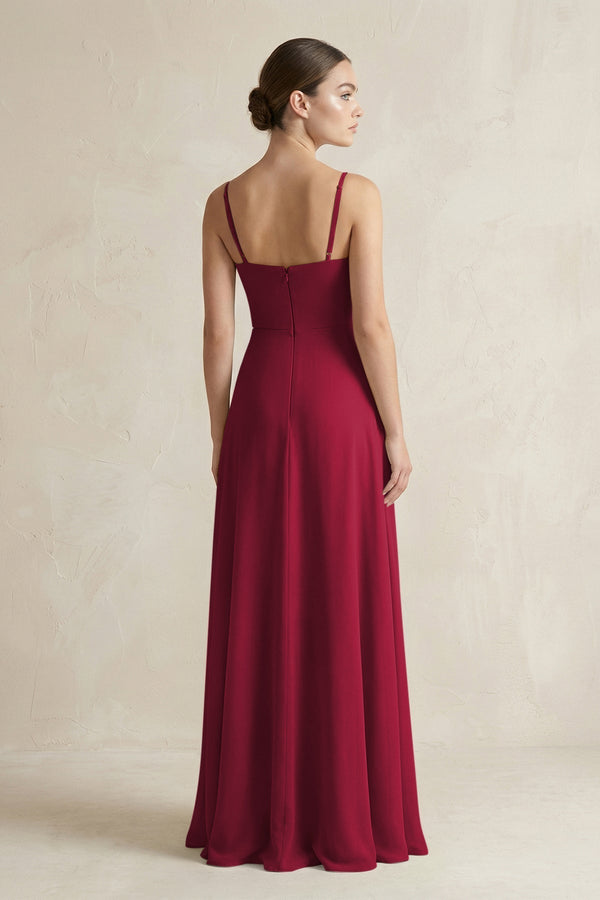 A - Line Chiffon Spaghetti Strap Bridesmaid Dress in Berry - KissProm Bridesmaid Dresses