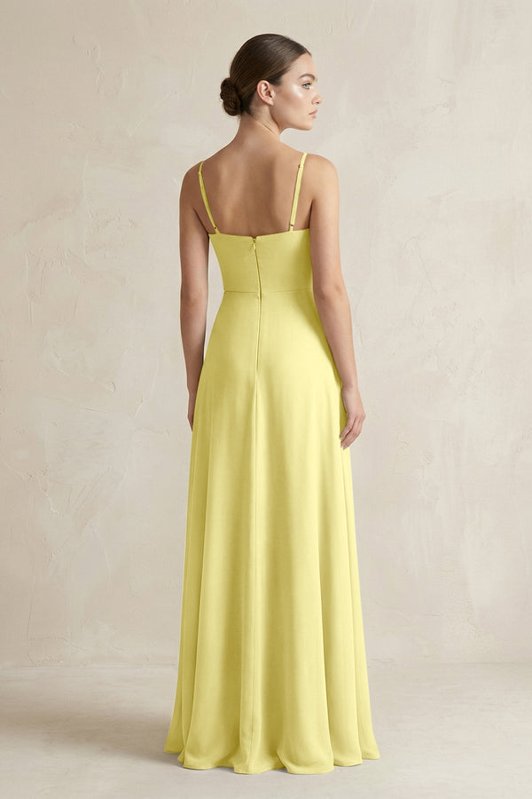 A - Line Chiffon Spaghetti Strap Bridesmaid Dress in Buttercup - KissProm Bridesmaid Dresses
