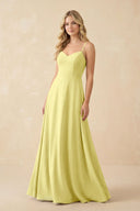 A-Line Chiffon Spaghetti Strap Bridesmaid Dress in Buttercup - KissProm BRIDESMAID DRESSES