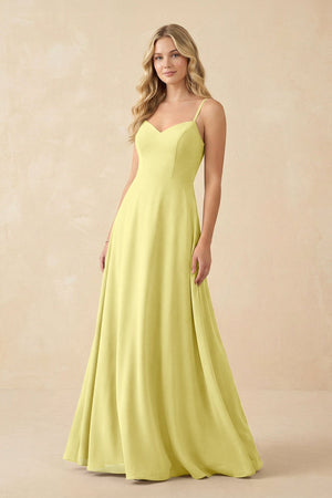 A-Line Chiffon Spaghetti Strap Bridesmaid Dress in Buttercup - KissProm BRIDESMAID DRESSES