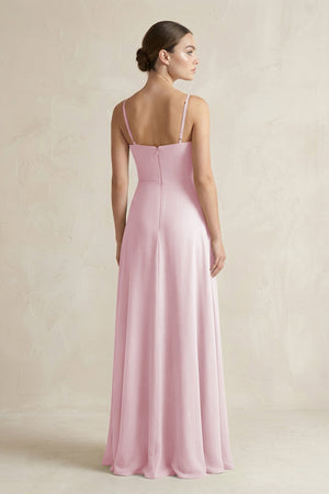 A - Line Chiffon Spaghetti Strap Bridesmaid Dress in Candy Pink - KissProm Bridesmaid Dresses