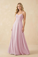 A-Line Chiffon Spaghetti Strap Bridesmaid Dress in Candy Pink - KissProm BRIDESMAID DRESSES