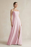 A - Line Chiffon Spaghetti Strap Bridesmaid Dress in Candy Pink - KissProm Bridesmaid Dresses