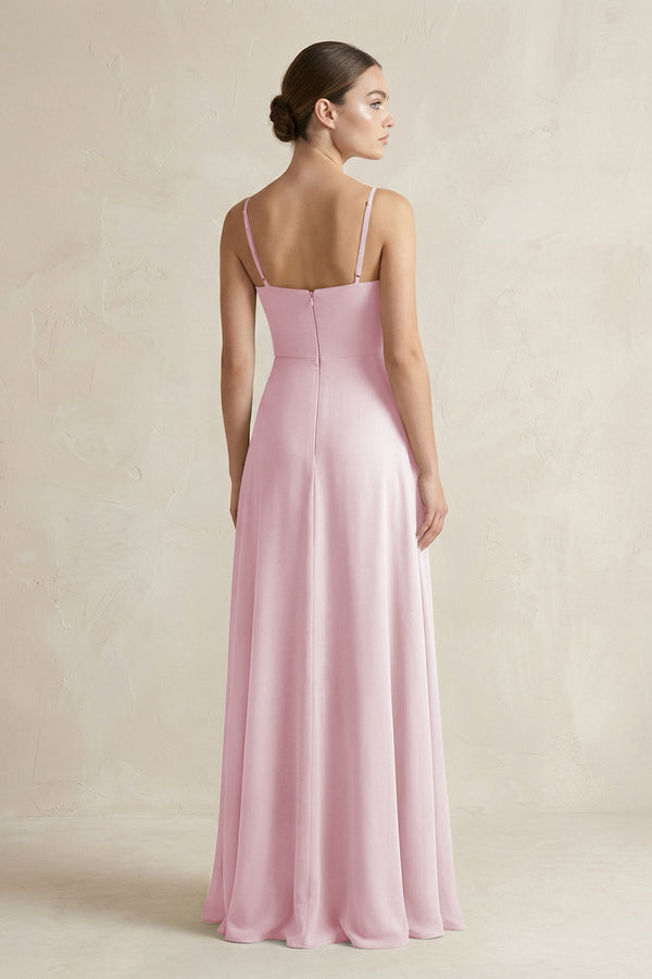 A - Line Chiffon Spaghetti Strap Bridesmaid Dress in Candy Pink - KissProm Bridesmaid Dresses