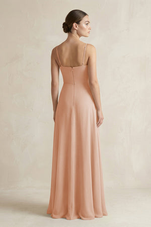 A - Line Chiffon Spaghetti Strap Bridesmaid Dress in Champagne Rose - KissProm Bridesmaid Dresses