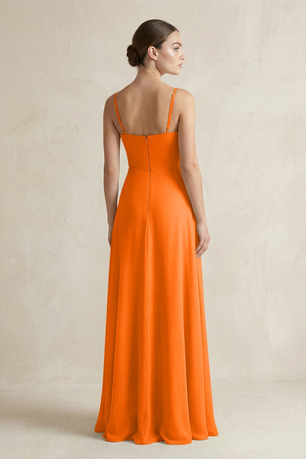 A - Line Chiffon Spaghetti Strap Bridesmaid Dress in Cinnamon - KissProm Bridesmaid Dresses