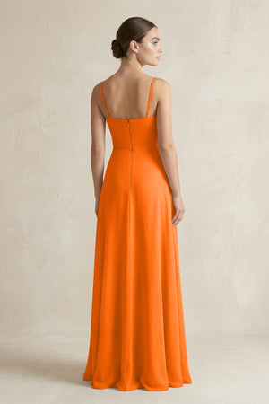 A - Line Chiffon Spaghetti Strap Bridesmaid Dress in Cinnamon - KissProm Bridesmaid Dresses