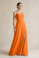 A - Line Chiffon Spaghetti Strap Bridesmaid Dress in Cinnamon - KissProm Bridesmaid Dresses