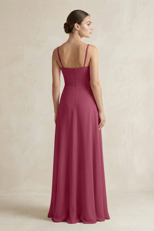 A - Line Chiffon Spaghetti Strap Bridesmaid Dress in Desert Rose - KissProm Bridesmaid Dresses