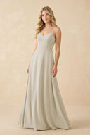 A-Line Chiffon Spaghetti Strap Bridesmaid Dress in Dove Gray - KissProm BRIDESMAID DRESSES