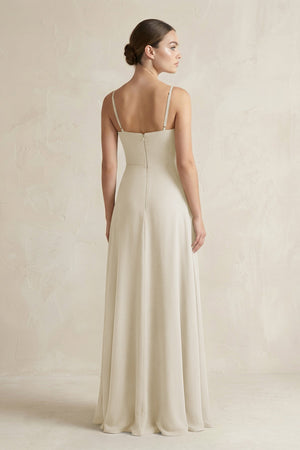 A - Line Chiffon Spaghetti Strap Bridesmaid Dress in Dove Gray - KissProm Bridesmaid Dresses