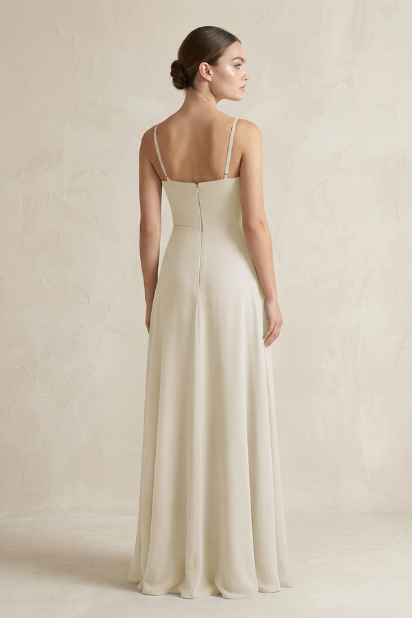 A - Line Chiffon Spaghetti Strap Bridesmaid Dress in Dove Gray - KissProm Bridesmaid Dresses