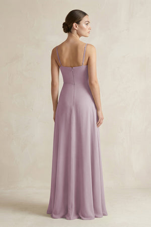 A - Line Chiffon Spaghetti Strap Bridesmaid Dress in Dusk - KissProm Bridesmaid Dresses