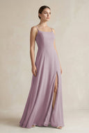 A - Line Chiffon Spaghetti Strap Bridesmaid Dress in Dusk - KissProm Bridesmaid Dresses