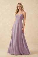 A-Line Chiffon Spaghetti Strap Bridesmaid Dress in Dusk - KissProm BRIDESMAID DRESSES