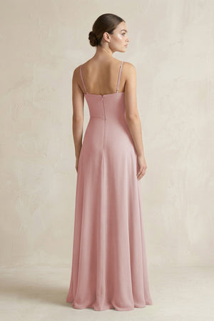 A - Line Chiffon Spaghetti Strap Bridesmaid Dress in Dusty Rose - KissProm Bridesmaid Dresses