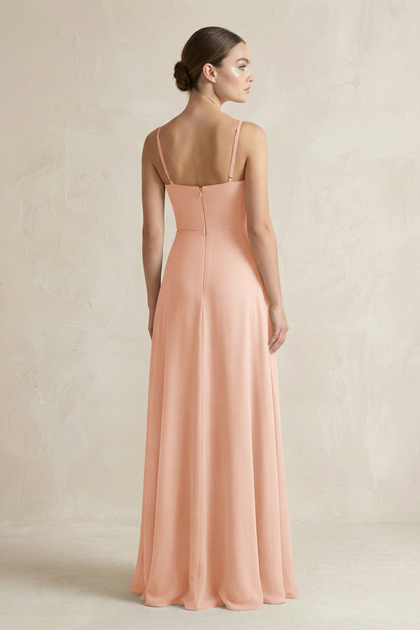 A - Line Chiffon Spaghetti Strap Bridesmaid Dress in English Rose - KissProm Bridesmaid Dresses