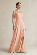 A - Line Chiffon Spaghetti Strap Bridesmaid Dress in English Rose - KissProm Bridesmaid Dresses