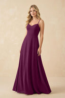 A-Line Chiffon Spaghetti Strap Bridesmaid Dress in Fig - KissProm BRIDESMAID DRESSES
