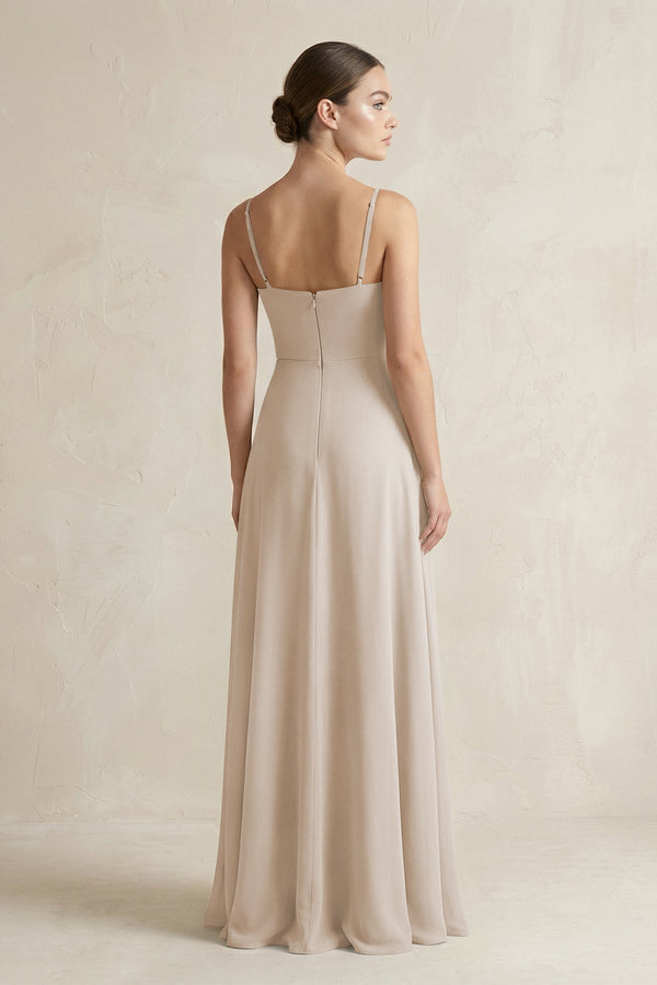A - Line Chiffon Spaghetti Strap Bridesmaid Dress in Frost - KissProm Bridesmaid Dresses