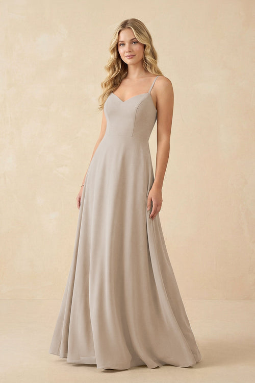 KissProm | Chiffon A-Line Spaghetti Strap Bridesmaid Dress in Frost KissProm | Chiffon A-Line Spaghetti Strap Bridesmaid Dress in Frost