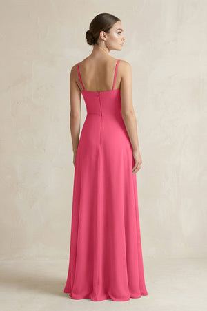 A - Line Chiffon Spaghetti Strap Bridesmaid Dress in Fuchsia - KissProm Bridesmaid Dresses