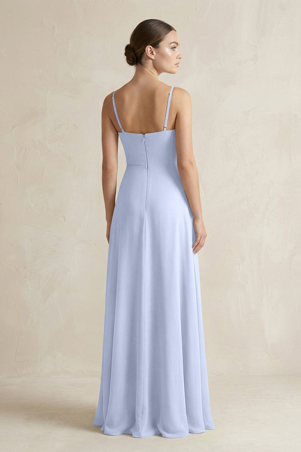A - Line Chiffon Spaghetti Strap Bridesmaid Dress in Ice - KissProm Bridesmaid Dresses